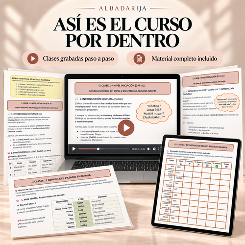 Pack Curso Grabado de Darija — Niveles 1 y 2 · De Cero a A2