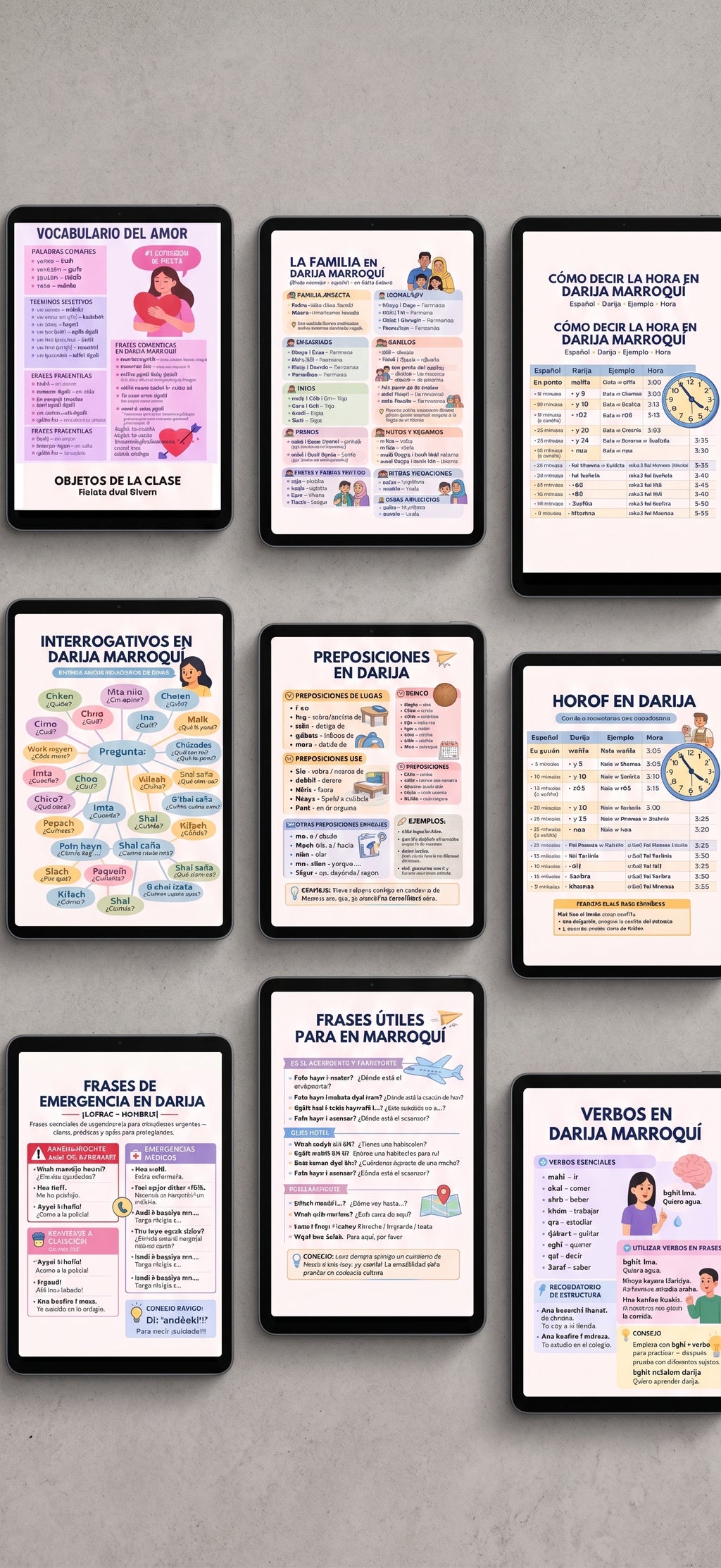 Pack de 3 E-books de Darija — Vocabulario, Gramática y Conversaciones